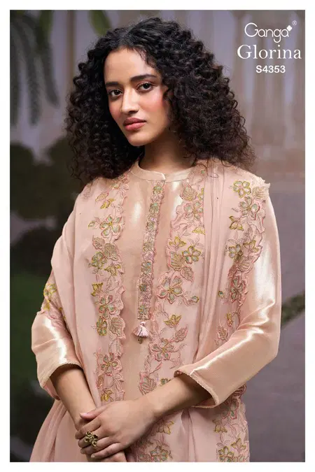 Glorina 4353 By Ganga Bemberg Silk Designer Salwar Suits Suppliers In India